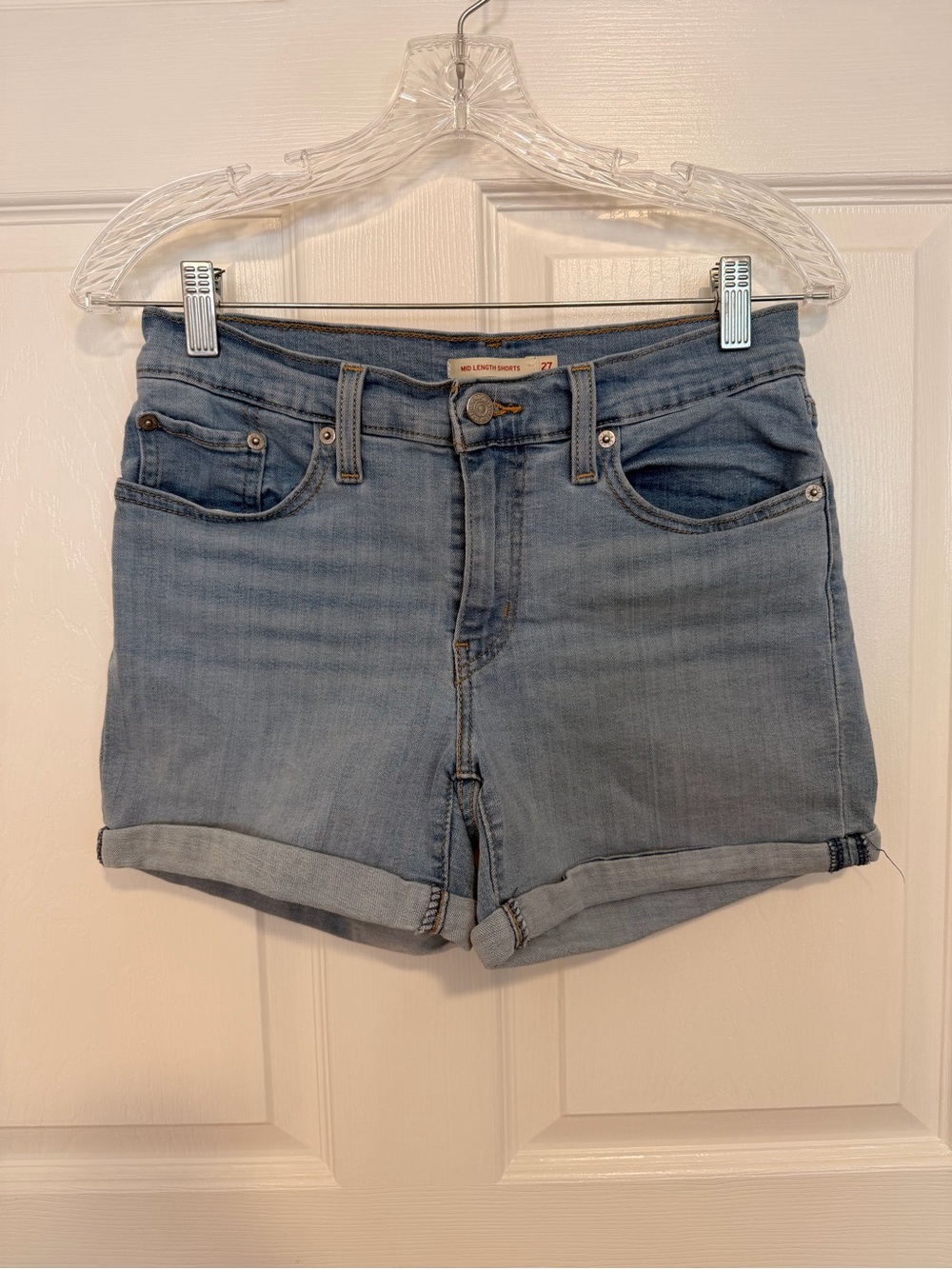Levi's Light Blue Rolled Hem Denim Shorts